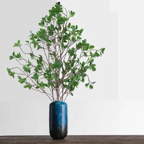 Vista 5 de Paquete de 5 tallos de ficus artificiales, arbustos verdes falsos, de 44 pulgadas, plantas de ramitas de ficus falsas con hojas de ramas sintéticas
