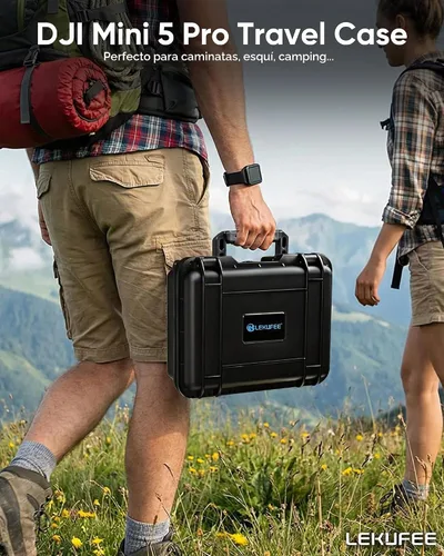 Vista 7 de Lekufee - Funda rígida impermeable para DJI Mini 5 Pro, Mini 4/3, Lito X1