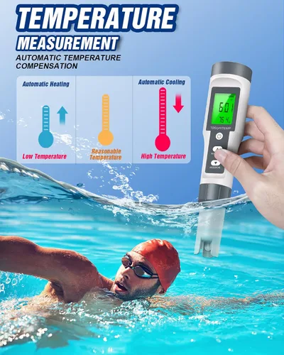 Vista 5 de Medidor de pH 3 en 1 TDS/pH/Temperatura para agua, Rango de medición de pH 0-14 Medidor digital de pH de alta precisión, 0.01 Probador de pH digital