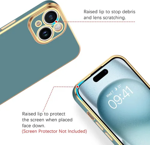 Vista 6 de GUAGUA Funda para iPhone 15 de 6.1 pulgadas con soporte para correa de muñeca, delgada, suave, galvanizada, TPU iPhone 15, funda protectora a prueba