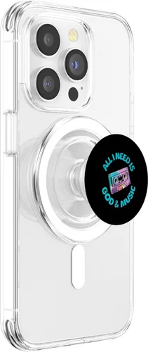 Vista 3 de God & Music Vintage Cassette Tape, Retro Boombox Faith Tee PopSockets MagSafe PopGrip for iPhone