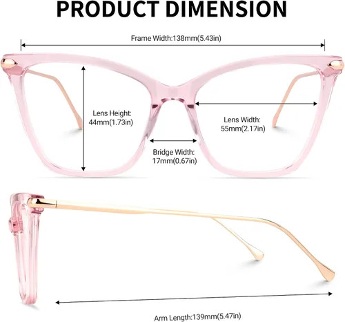 Vista 3 de Zeelool Gafas de bloqueo de luz azul de gran tamaño para mujer con forma de mariposa Hilary FX0206