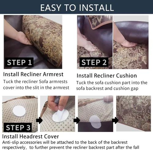 Vista 7 de Fundas impermeables para sofá reclinable, fundas antideslizantes para sofá reclinable de 2 asientos, fundas de sofá reclinable de jacquard lavables