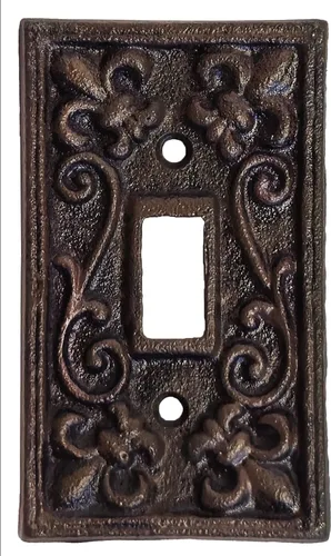 Vista 13 de Lulu Decor, Fleur De Lis - Placa de enchufe de hierro fundido en acabado marrón rústico antiguo