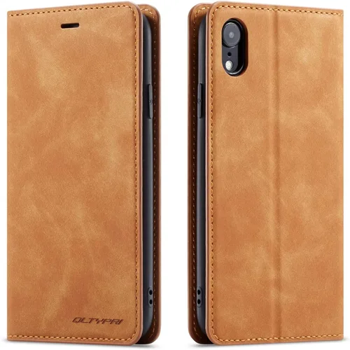 Vista 25 de QLTYPRI Funda tipo cartera para iPhone XR, 3 tarjeteros, color azul