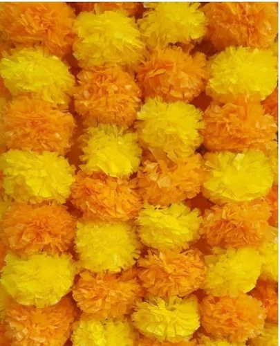 Vista 8 de Pretty Charming Flores artificiales de caléndula para decoración guirnaldas largas de caléndula para Toran Indian genda phool para bodas