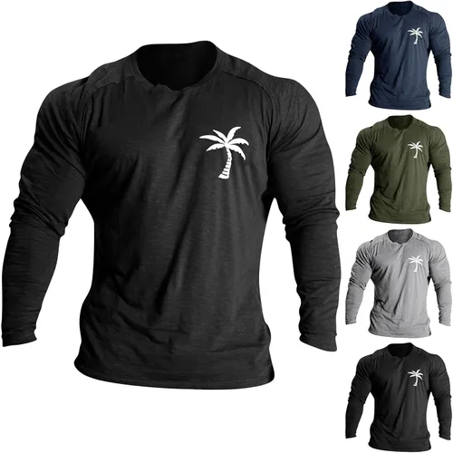 Vista 2 de Men's Shirts Long Sleeve Crew Neck Casual Athletic Thermal Relaxed Fit Tees Trendy True Comfort Tops