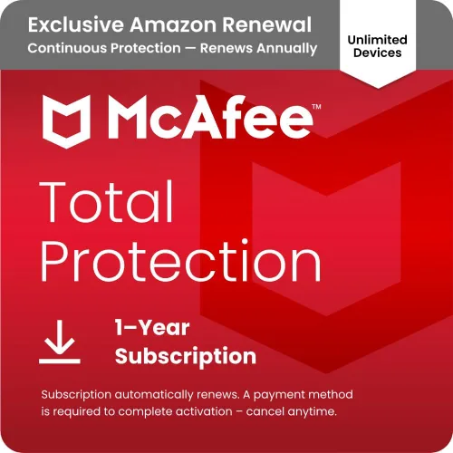 Vista 7 de McAfee Protección total 2022 Dispositivos ilimitados Software de seguridad de Internet antivirus VPN, administrador de contraseñas, controles