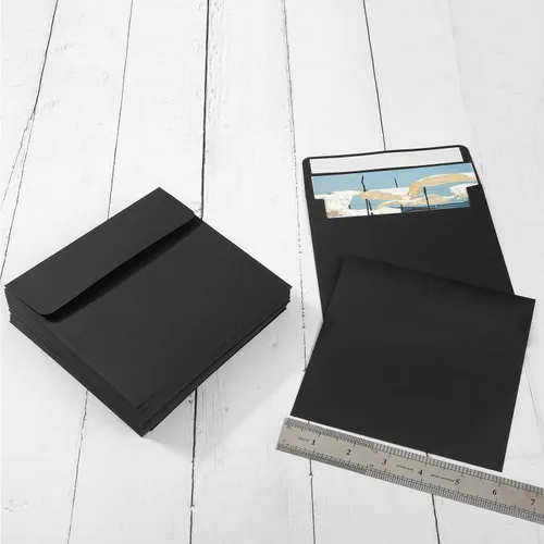 Vista 3 de Paquete de 50 sobres cuadrados autosellantes coloridos de 6 x 6 pulgadas para bodas, invitaciones de fiesta, tarjetas de felicitación, anuncios