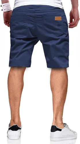Vista 2 de JMIERR - Pantalones cortos informales para hombre, pantalones cortos de golf, pantalones chinos con cordón, de tela de sarga elástica, para verano