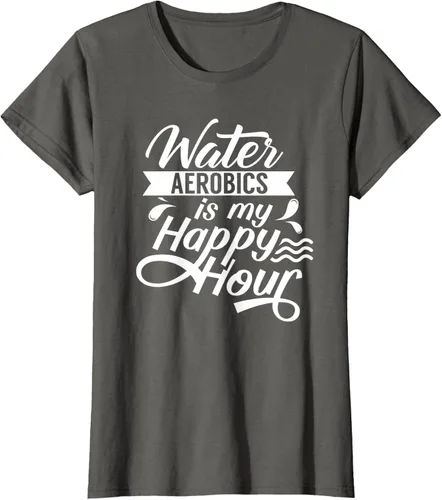Vista 7 de Water Aerobics Is My Happy Hour Hobby Instructor Aqua Camiseta Negro