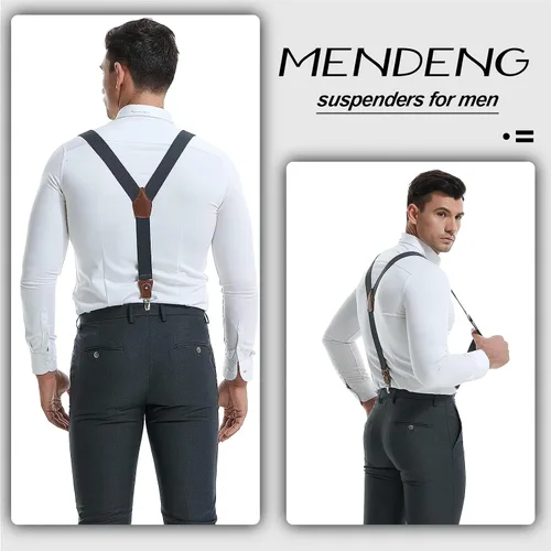 Vista 6 de MENDENG Tirantes de gancho giratorio de bronce vintage con 4 tirantes ajustables para hombre