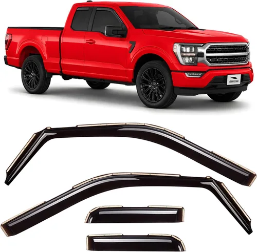 Vista 46 de Voron Glass Protectores de lluvia extra duraderos con cinta adhesiva para Chevrolet (Chevy) Silverado 2500HD/3500HD 2007-2014 cabina extendida Negro