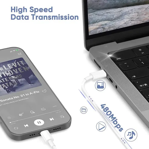 Vista 5 de Cargador rápido USB C para iPhone de 20 W con cable USB C a Lightning y cable compatible para iPhone 14/13/12/11/XS/XR/X/iPad 1Pack USB C Wall