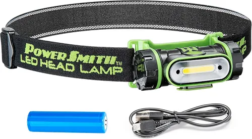 Vista 9 de PowerSmith PHLR225D - Linterna frontal LED recargable de 2 x 250 lúmenes, batería de iones de litio resistente a la intemperie con luz