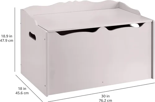Vista 7 de Amazon Basics Caja de juguetes para niños, baúl organizador de madera, gris, 30 x 18 x 19 pulgadas