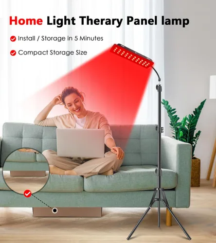 Vista 7 de Lámpara de Terapia de Luz Roja, Terapia de Luz Infrarroja con Soporte - Dispositivo de Luz Roja de 660nm y Luz Infrarroja Cercana de 850nm