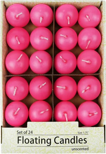 Vista 2 de Zest Candle Velas flotantes de 24 piezas, 1.75 pulgadas, rosa intenso