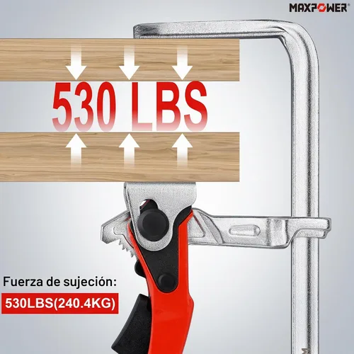 Vista 4 de MAXPOWER Abrazadera de mesa de trinquete, abrazadera de liberación rápida para MFT y sistema de riel guía, abrazadera de barra con capacidad de 7