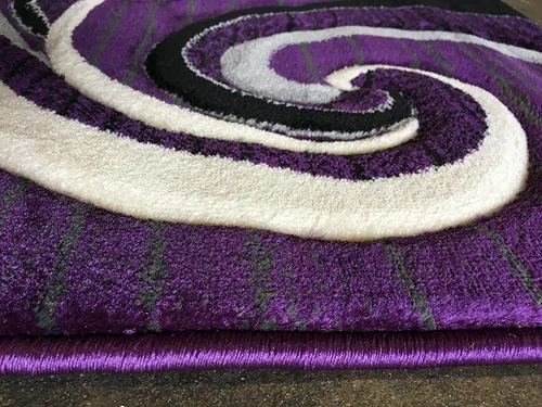 Vista 4 de Tapete moderno para puerta, color morado, negro y gris, alfombra de área contemporánea Swirl Contempo 344 (2 pies x 3 pies 4 pulgadas)