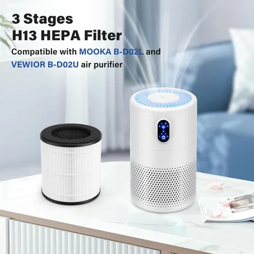 Vista 4 de Paquete de 4 filtros de repuesto B-D02L True HEPA compatibles con purificador MOO-KA y KOIOS B-D02L, juego de filtros de aire True HEPA H13