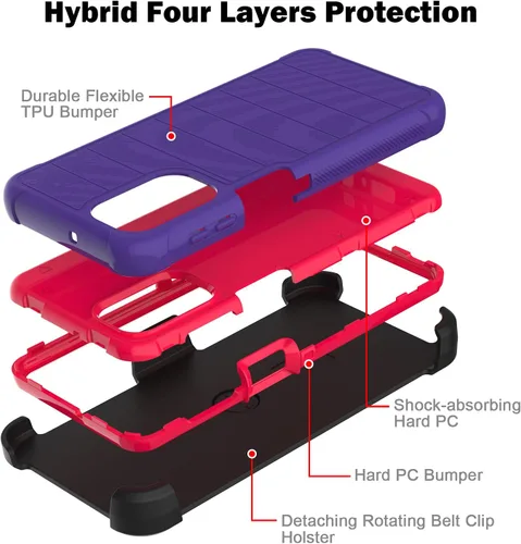 Vista 5 de Funda para Galaxy A32 5G con protector de pantalla de TPU suave, [serie de fundas], funda protectora de cuerpo completo resistente con clip