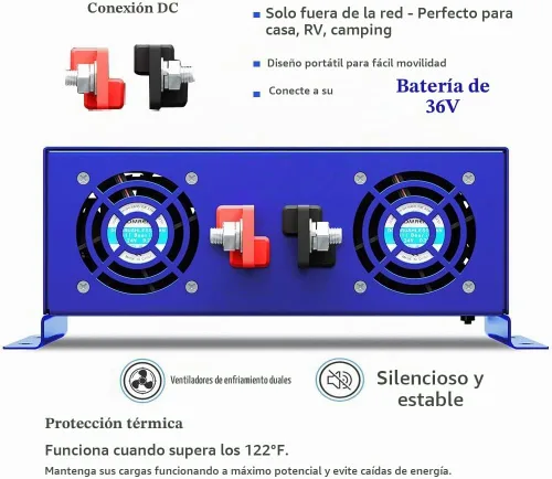 Vista 2 de Inversor de onda sinusoidal pura de 3000 W, 36 V CC a CA, 120 V, 110 V, sobretensión, 6000 W, convertidor de energía para sistema solar