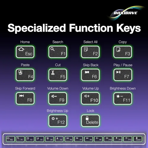 Vista 6 de BoxWave Teclado compatible con Xiaomi Pad 5 - Teclado Bluetooth SlimKeys - con retroiluminación, LED delgado portátil de 7 colores - Negro azabache