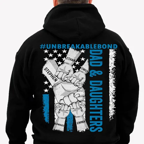 Vista 3 de LOVELYPOD Personalize Unbreakable Bond Father Papa Shirt Personalizado Fist Bump Papa Padre w Kid Name T-Shirt S-4XL Sudadera