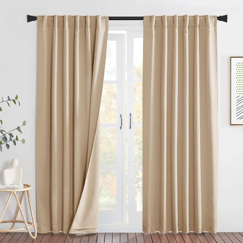 Vista 24 de NICETOWN - Cortinas divisoras con barrera de sonido 100% opacas de 84 pulgadas, cortinas con bloqueo de ruido, calor y frío con forro de tela