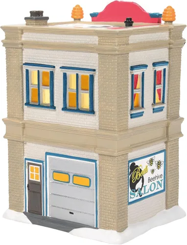 Vista 2 de Department 56 Snow Village Bea's Beehive Salon Lit Building, 8.03 pulgadas, multicolor