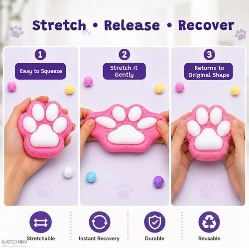 Vista 5 de KatchOn Cat Paw Squishy Toys Pack of 12, Slow Rising Squeeze Sensory Toys