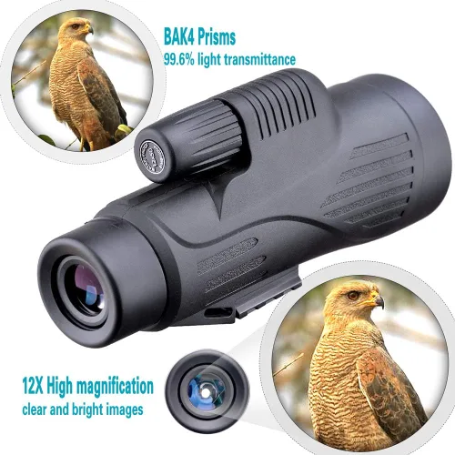 Vista 2 de Telescopio monocular de alta definición de 12 x 50 con soporte para smartphone Alineación rápida; Soporte estable para teléfono; Compatibilidad