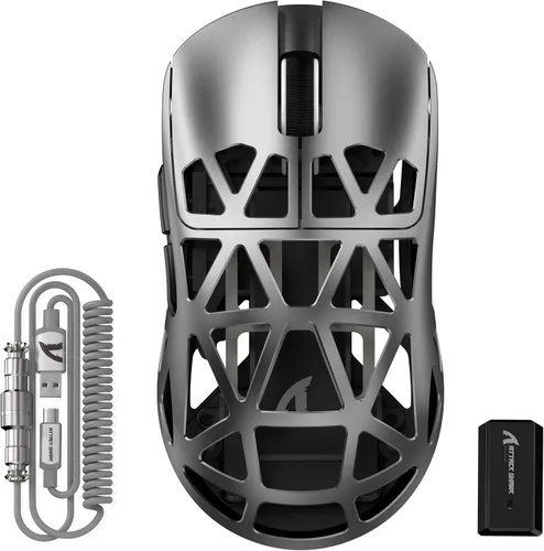 Vista 11 de ATTACK SHARK R2PRO - Ratón superligero de aleación de magnesio de 1.59 oz, sensor PixArt PAW3950, 42000DPI, frecuencia de sondeo inalámbrico