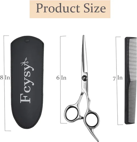 Vista 2 de Fcysy Tijeras de peluquería profesionales de 6 pulgadas, tijeras de corte de pelo con peine, tijeras de pelo de salón para hombres, mujeres