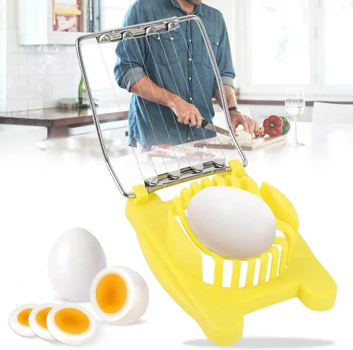 Vista 2 de Rebanadora de huevos de plástico resistente con alambres de acero inoxidable, multiusos, cortador de ensalada de huevos hervidos, herramientas