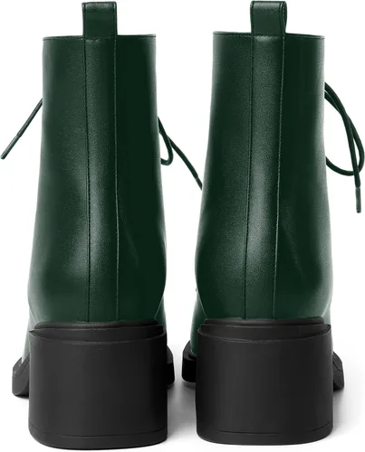 Vista 46 de ROSERWISH Botas altas de tacón bajo y grueso para mujer, con cordones, cómodas, modernas, con puntera redonda, de 2.5 pulgadas