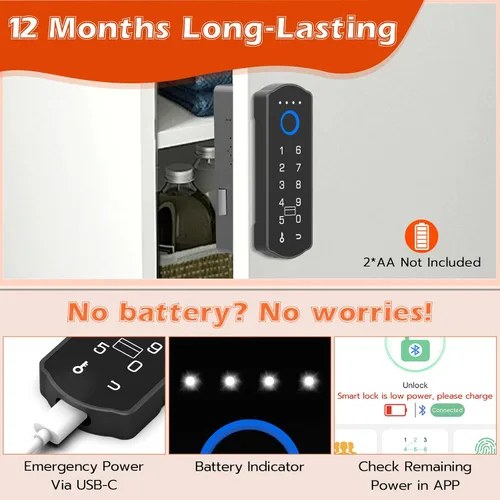 Vista 6 de Eseesmart Cerradura inteligente para gabinete, cerradura magnética electrónica digital RFID sin llave Bluetooth seguridad para niños, cerraduras