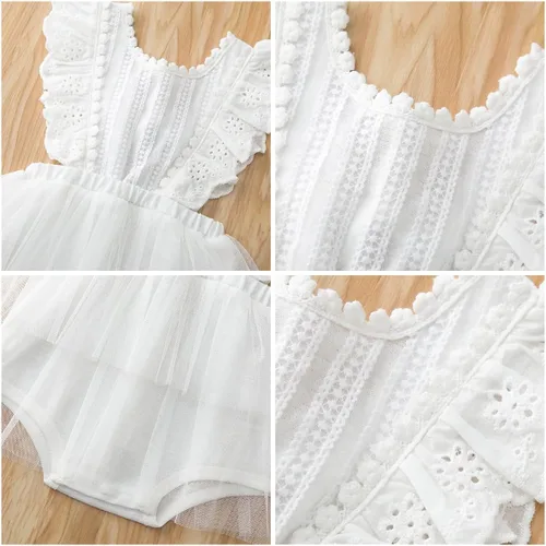 Vista 33 de IDOPIP Conjunto de ropa de 1er cumpleaños para niñas con estampado floral, estilo bohemio, con encaje, tutú y diadema de princesa