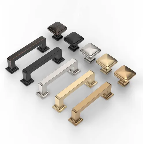 Vista 7 de 9BUILD Paquete de 6 pomos de latón cepillado de 1.2 pulgadas para gabinetes, pomos dorados para cajones, perillas cuadradas para gabinetes
