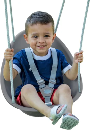 Vista 9 de Swurfer Columpio de coco para niños pequeños, cómodo columpio para bebé al aire libre, arnés de seguridad ajustable de 3 puntos, sistema de bloqueo