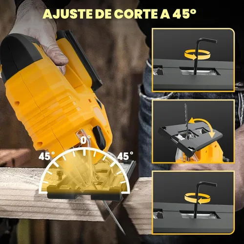 Vista 4 de Sierra de calar inalámbrica para batería Dewalt de 20 V, rompecabezas sin escobillas con luz LED, 7 velocidades variables, cortes biselados de 45°