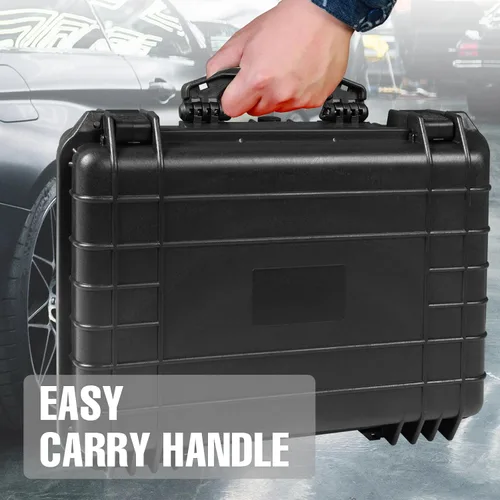 Vista 6 de Jack Boss Funda rígida de 18 x 13.8 x 8 pulgadas, funda protectora portátil impermeable para cámara con espuma personalizable, compatible con Negro