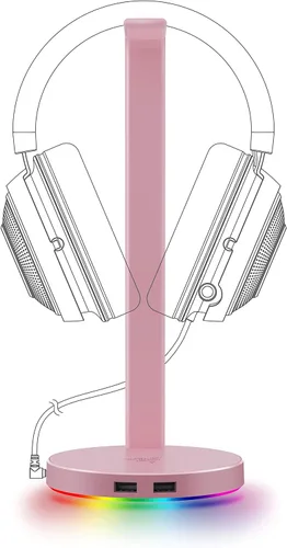 Vista 7 de Razer Kraken Kitty - Auriculares USB RGB para juegos estación base V2 Chroma cuarzo rosa