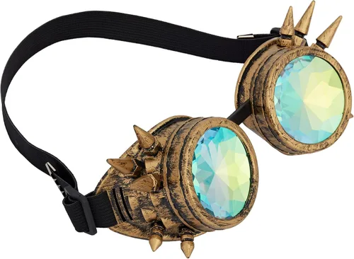 Vista 66 de Gafas caleidoscopio para raves trippy psicodélico steampunk con lentes de cristal de difracción de prisma arcoíris
