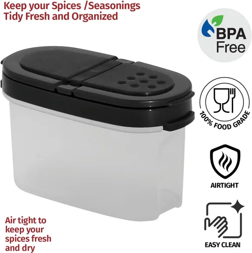 Vista 4 de SIGNORA WARE Tarros de especias con tapas – Juego de recipientes herméticos vacíos recargables de 4 onzas para especias y condimentos – 2 en 1