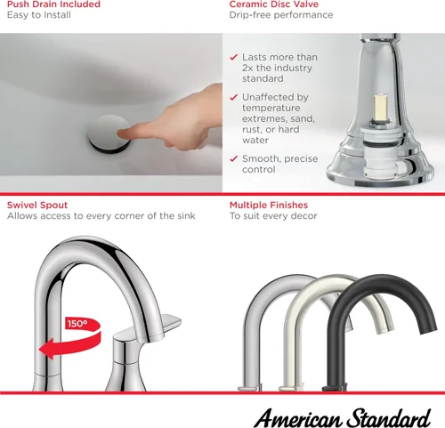 Vista 3 de Aspirations - Grifo de baño de 2 manijas de 8 pulgadas, 1.2 gpm/4.5 L/min con manijas de palanca