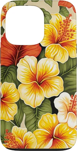 Vista 10 de Hawaiian Tropical Yellow Red Hibiscus Plumeria Case for iPhone 17