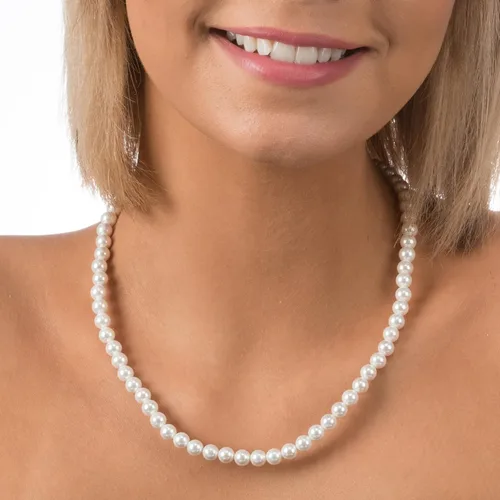 Vista 4 de PAVOI collar con perlas simuladas blancas redondas y plata esterlina