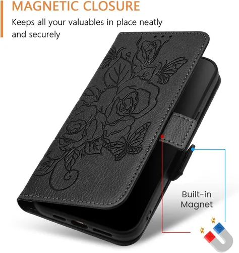 Vista 3 de Funda compatible con Sony Xperia 1 VI, compatible con Sony Xperia 1 VI 5G 2024 ranuras para tarjetas, cierre magnético, funda con función atril